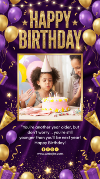 Purple Joyful Birthday Celebration Instagram Story template