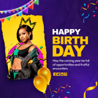 Purple Joyful Birthday Celebration Instagram Post template