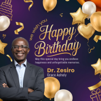 紫色 Birthday Celebration Post Instagram Template