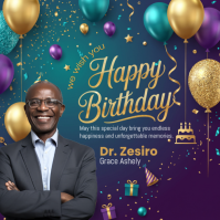 Purple Birthday Celebration Instagram-opslag Template