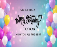 Lila Birthday Greeting Mellemstort rektangel Template