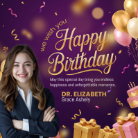 Purple Birthday Celebration Cuadrado Template