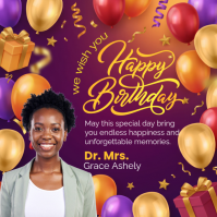 Purple Birthday Celebration Cuadrado Template