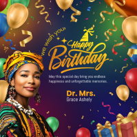 Purple Joyful Birthday Celebration Square Vierkant (1:1) template