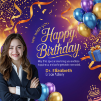 Purple Birthday Celebration Cuadrado Template
