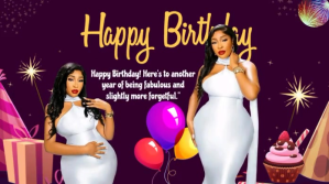 Purple Joyful Birthday Celebration Twitter Post template