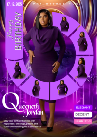 Purple Joyful Birthday Flyer  A4 template