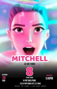 Purple Joyful Birthday Flyer  Half Page Wide template