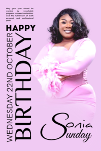 Purple Joyful Birthday Flyer  Poster template