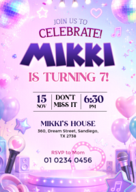 Lilla Children's Birthday Party A6 Template
