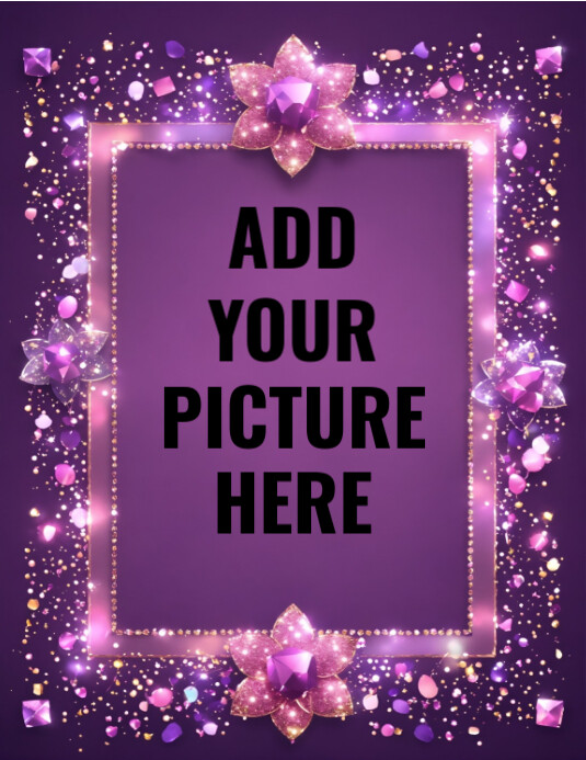 Purple Joyful Birthday Picture Frame Flyer (us Letter) Template ...