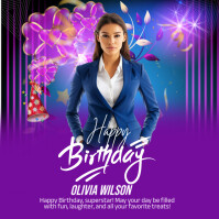 Purple Joyful Birthday Wishes Template Instagram Post