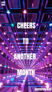 สีม่วง Monthly Celebration Digitalt display Template