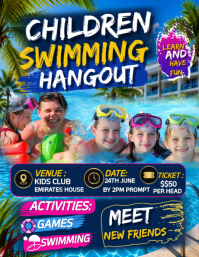 Purple Joyful Children's Swimming Event Flyer Volante (Carta US) template