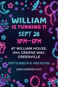 Purple Joyful Children Birthday Poster template