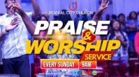 Пурпурный Church Worship Service Twitter Post Template