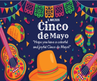 Purple Cinco de Mayo Celebration Medium Rectangle Template