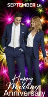 Purple Joyful Colourful Star Light Pink, Purple, Yellow, Orange,red, Blue Happy Wedding Anniversary Banner Roll Up 3' × 6' template