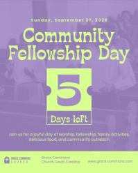 Purple Community Fellowship Day Instagram Portrait Template - Page 1