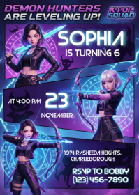 Purple Joyful Demon Hunters Theme A6 template