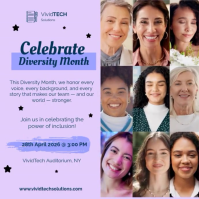 Purple Joyful Diversity Month Celebration Square Video template