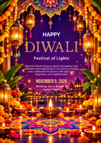 Purple Diwali Festival of Lights A2 Template