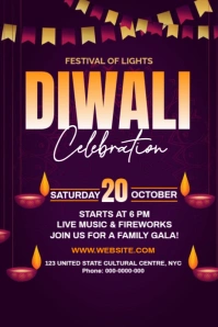 Purple Joyful Diwali celebration Plakat template