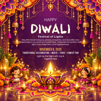 Purple Diwali Celebration Instagram-Beitrag Template