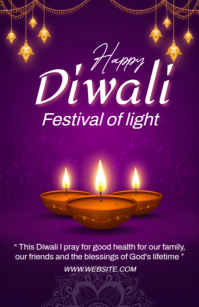 Purple Joyful Diwali Celebration Template Tabloid แทบลอยด์