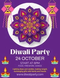 Purple Joyful Diwali Party Flyer (us Letter) template