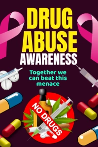 Purple Joyful Drug Abuse Awareness  Poster Affiche template