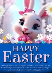 Purple Joyful Easter A6 template
