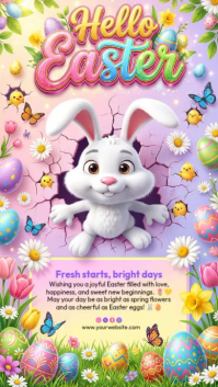 Purple Joyful Easter Celebration Instagram Story Video template