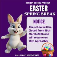 Purple Joyful Easter Spring Break Notice Logo template