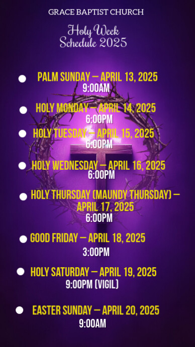 Easter Week Timetable Copy of Purple Joyful Easter Week Schedule Instagram Story | PosterMyWall