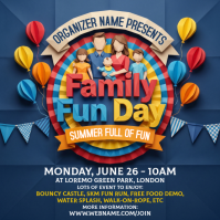 Purple Joyful Family Fun Day Square Cuadrado (1:1) template