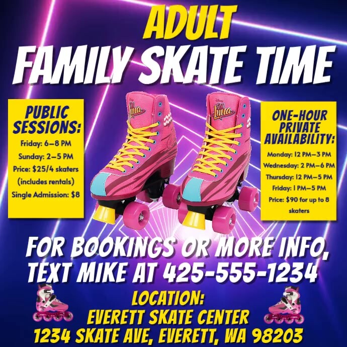 Purple Joyful Family Skating Night Flyers Instagram Post template