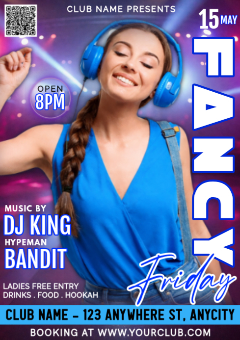 Modèle Purple Joyful Fancy Friday Night Party Invitation Social Media ...