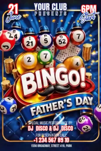 Purple Joyful Father's Day Bingo Event Banner 4' × 6' Video template