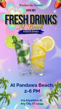 Purple Joyful FRESH DRINKS Instagram Story template