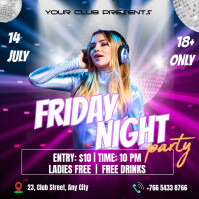 Purple Joyful Friday Night Party Instagram Post template