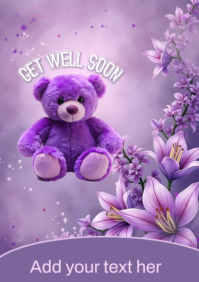 Purple Joyful Get Well Soon A2 template