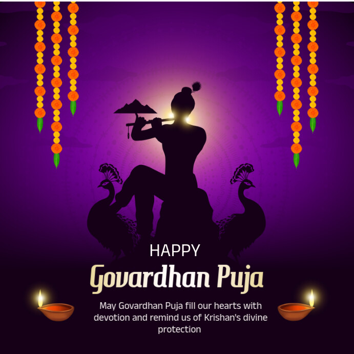 Purple Joyful Govardhan Paju Indian Celebration  Instagram Post template