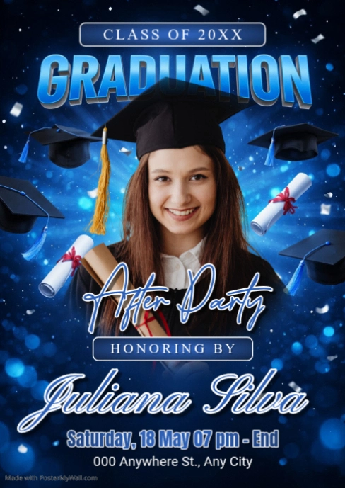 Purple Joyful Graduation Party A6 Template | PosterMyWall