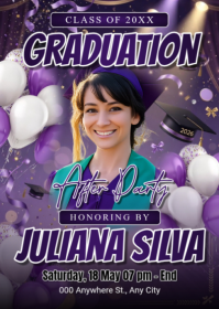 Purple Joyful Graduation Party A6 template