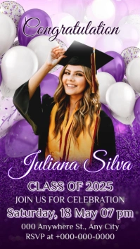 Purple Joyful Graduation Party Invitation Instagram Story template