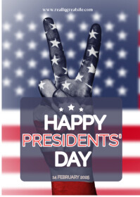 Purple Joyful Grey, White And Red Happy Presidents Day  A6 template