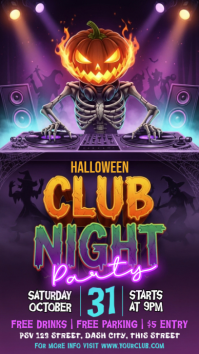 สีม่วง Halloween Club Night Party Instagram Story Template