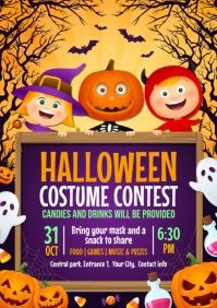 紫色 Halloween Costume Contest A4 Template