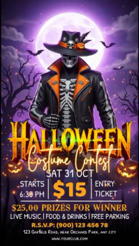 Purple Halloween Costume Contest เรื่องราวบน Instagram Template